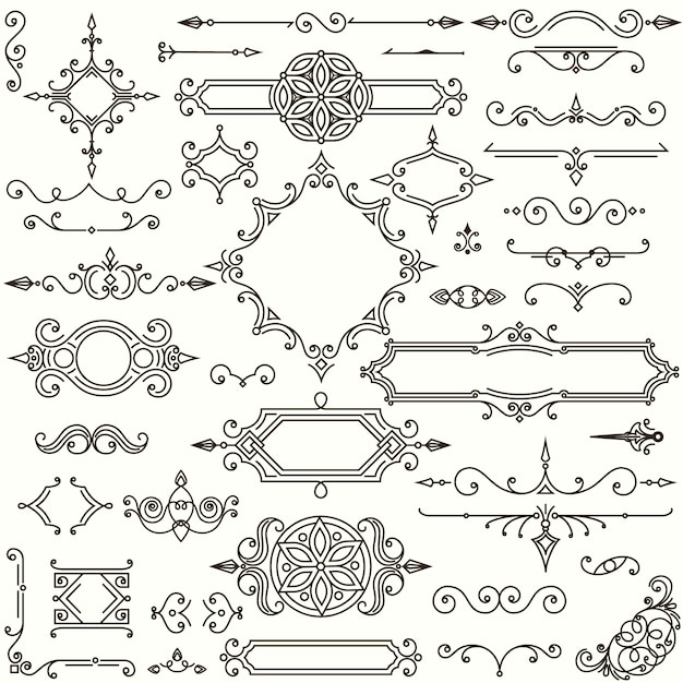 Set van retro designelementen