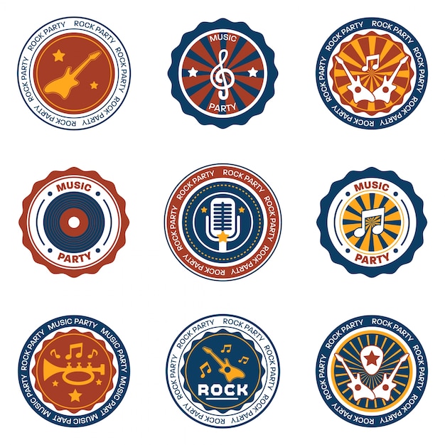 Vector set van retro en klassieke muzikale badge illustratie