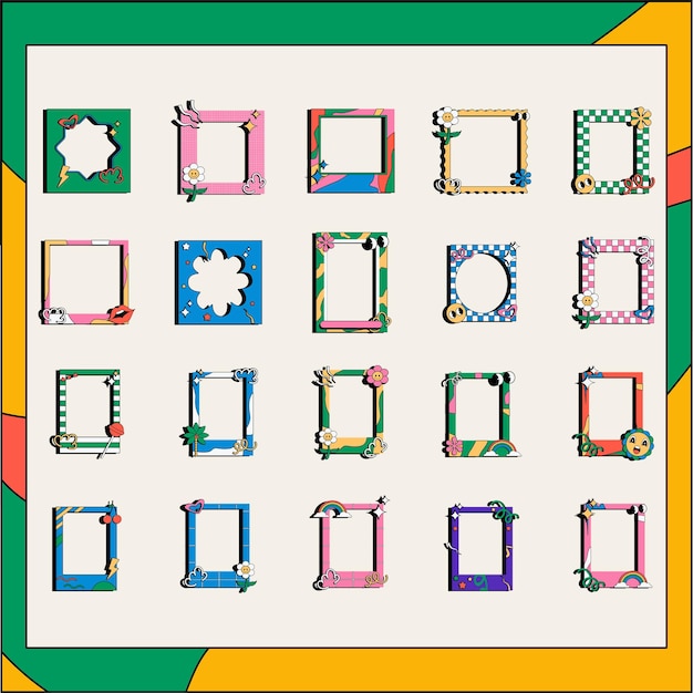 Set van Retro Frames met Doodle