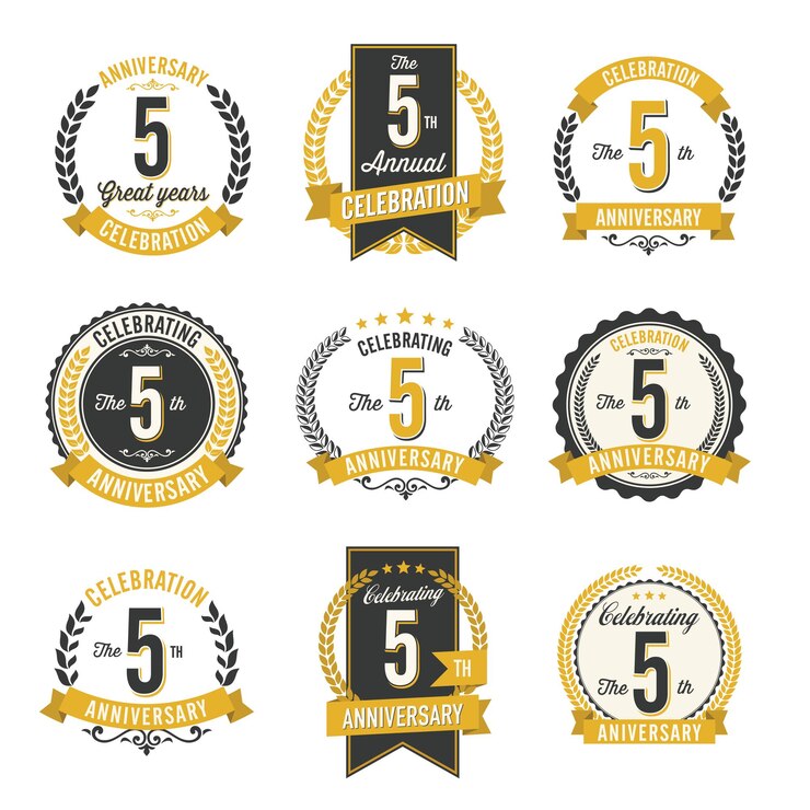 Set van Retro verjaardag Badges jaarviering