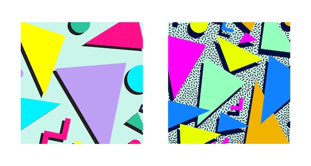 Set van Retro vintage 80s of 90s mode stijl abstracte patroon achtergrond Goed voor textielontwerp inpakpapier en website wallpapers Vectorillustratie