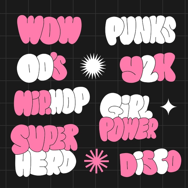 Set van retro zinnen woorden wow yk s hiphop disco superheld punks enz mode patch badges pins stic