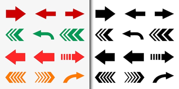 Set van richtingspijlen en pictogrammen instellen collectie