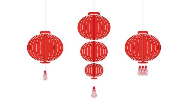 set van rode chinese lantaarn vector