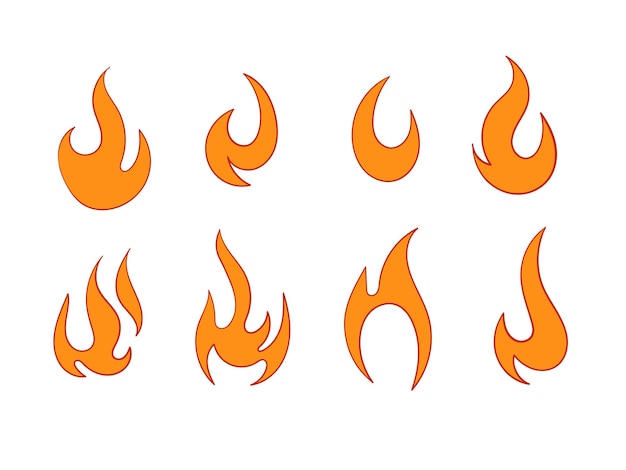 Vector set van rode en oranje vuur vlam vector illustratie