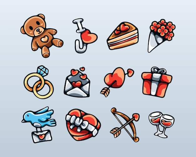 Set Van Romantische Liefde Doodle