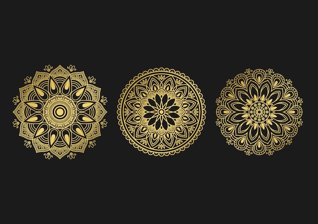 Set van ronde decoratieve mandala-achtergrondontwerp Vectorillustratie