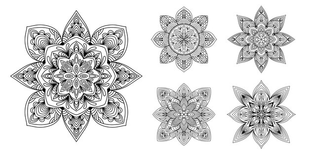 Vector set van ronde mandala op witte geïsoleerde background