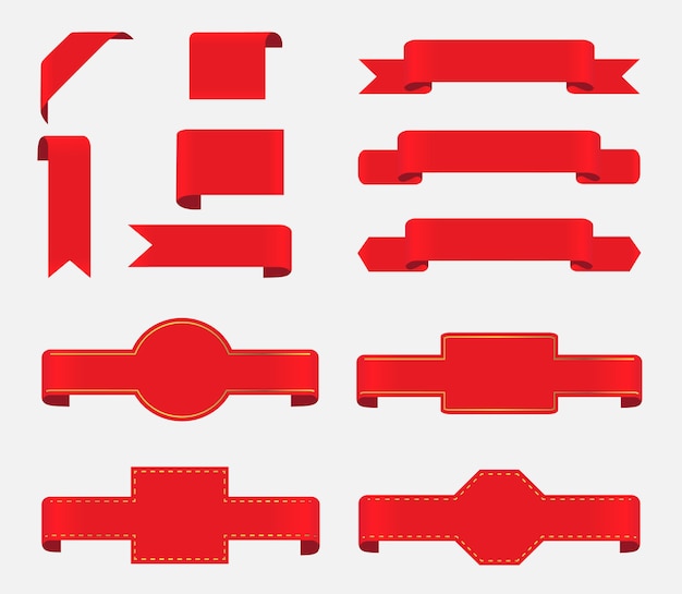 Vector set van rood lint banners