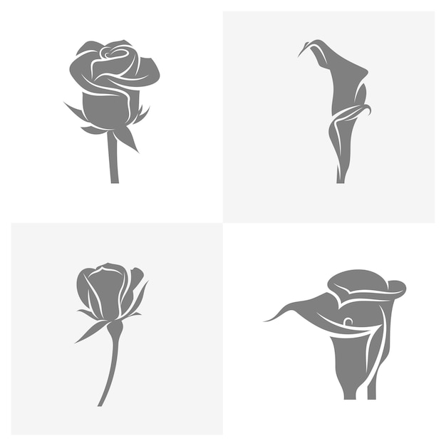 Set van roze bloem ontwerp vector illustratie bloem logo sjabloon