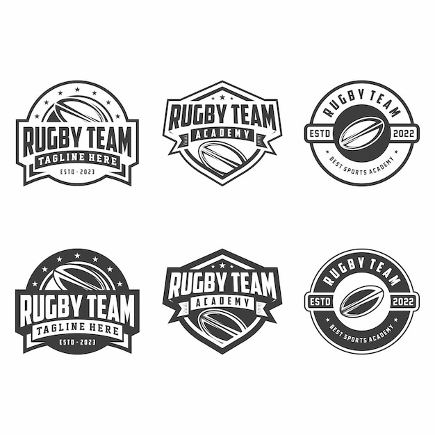 Set van rugby Logo Rugby logo en badge Rugby vector illustratie