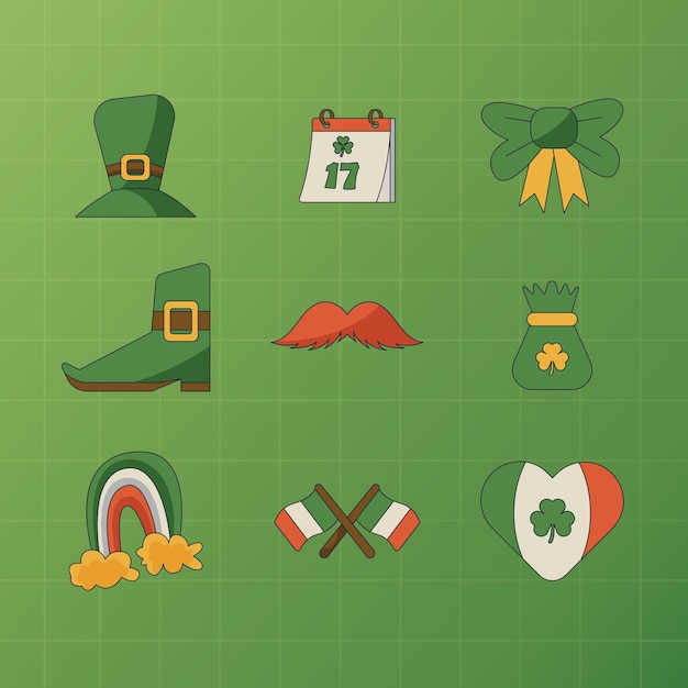 Set van Saint Patrick Object vector vlakke afbeelding