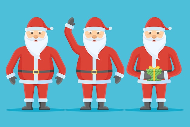 Vector set van santa claus-teken in vlakke stijl