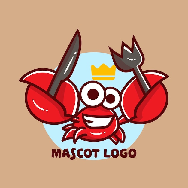 Set van schattig eten krab mascotte logo met optionele verschijning.