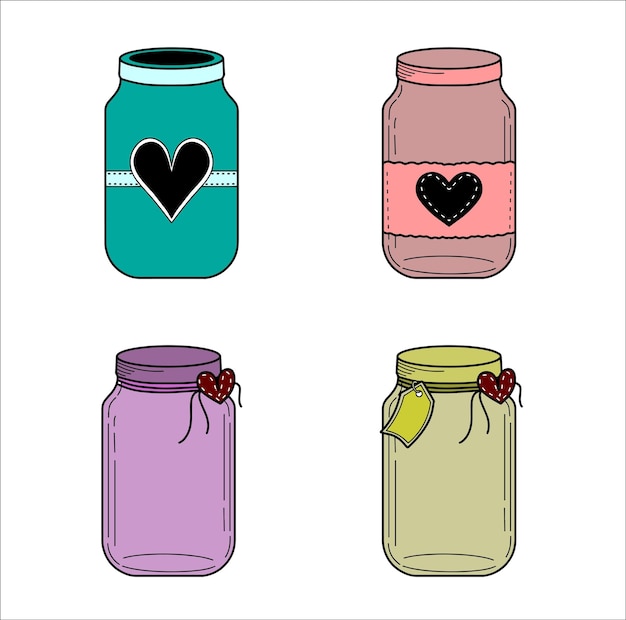 Set van schattig Mason Jar-ontwerp