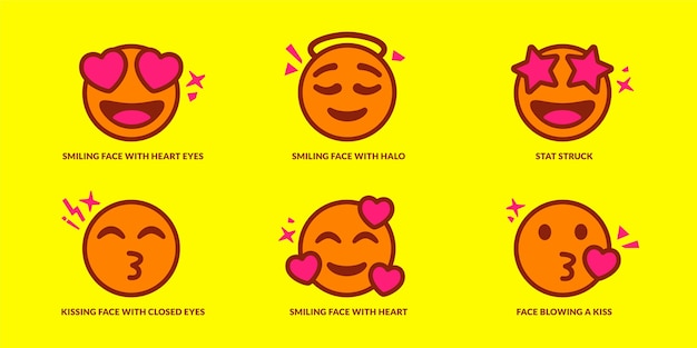 Vector set van schattig verliefd emoticons