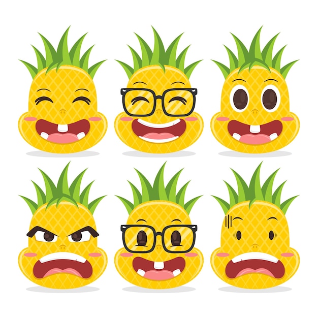 Set van schattige ananas karakter cartoon