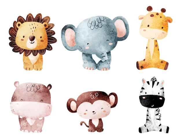 Vector set van schattige baby safari dieren