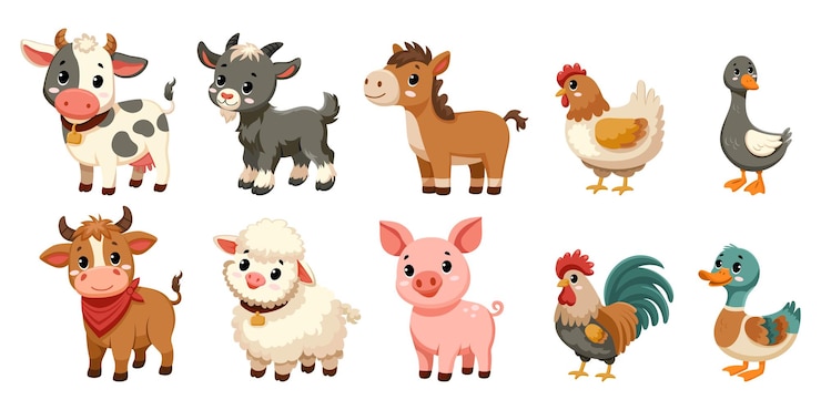 Vector set van schattige boerderijdieren