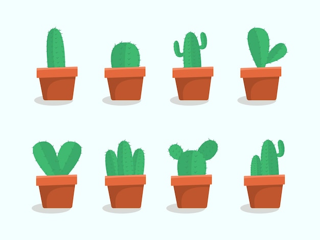 Set van schattige Cactus collectie plat ontwerp