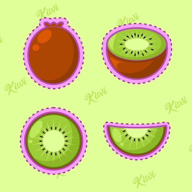 set van schattige cartoon kiwi sticker