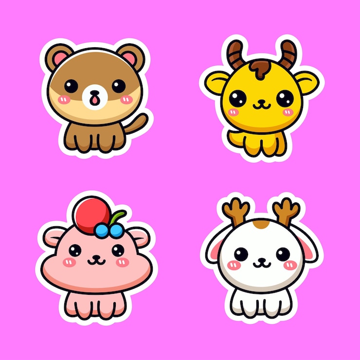 Vector set van schattige dieren sticker vector illustratie