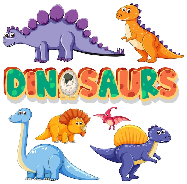 Set van schattige dinosaurus stripfiguren