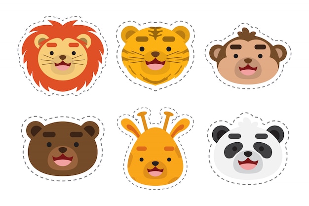 Set van schattige gelukkig dieren stickers