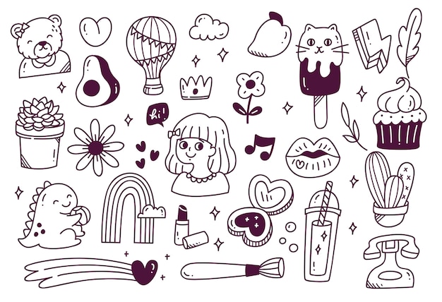 Set van schattige hand getrokken doodle