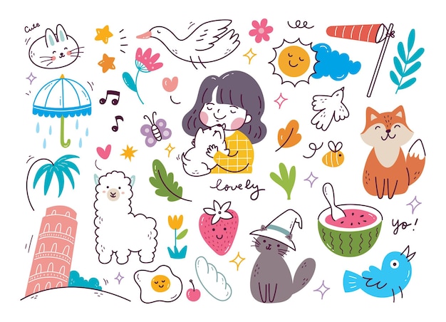 Set van schattige hand getrokken doodle