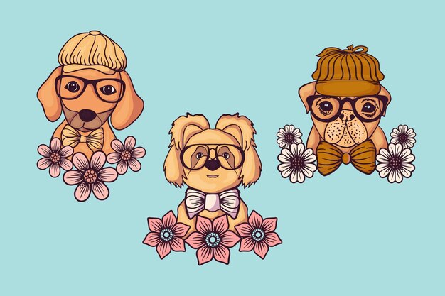 Vector set van schattige hond vectorillustratie