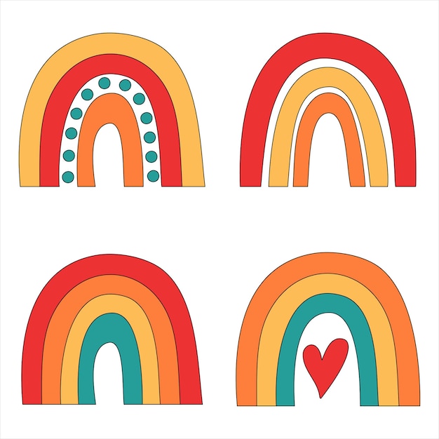 Set van schattige minimalistische Scandinavische regenbogen