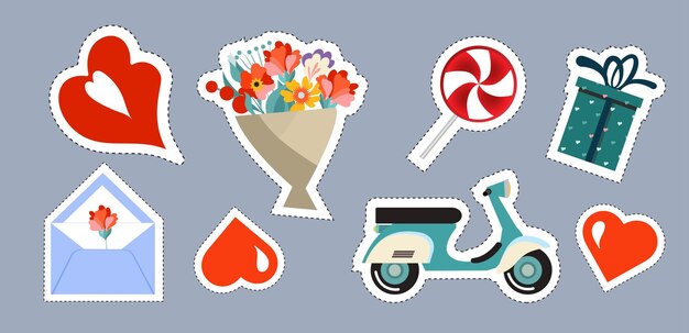 Vector set van schattige platte stickers stickers vector illustratie