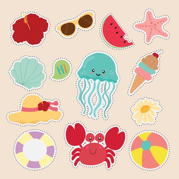 Vector set van schattige sticker