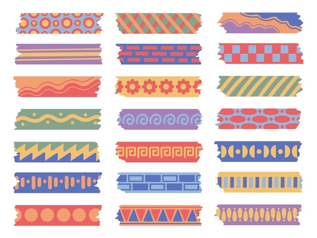 Vector set van schattige washi tape-collectie natuurlijke kleur