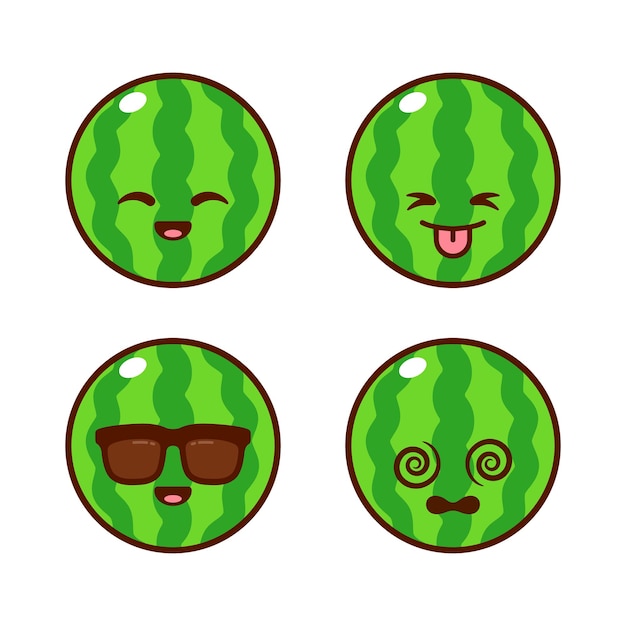 Vector set van schattige watermeloenstickers