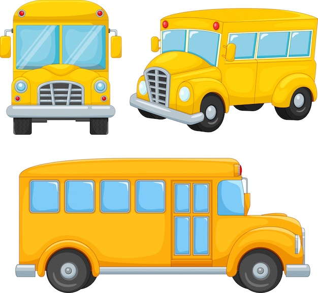 Set van school bus cartoon