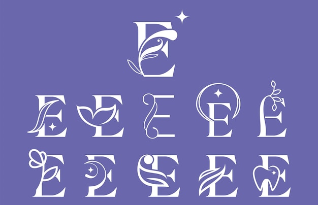 Vector set van schoonheid cosmetische spa elegant logo letter e