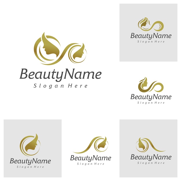 Set van schoonheid logo ontwerp vector sjabloon schoonheid logo concepten illustratie