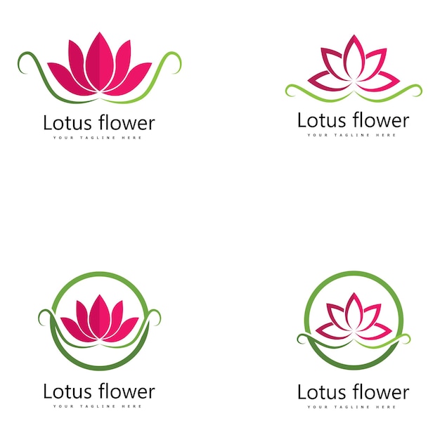 Set van schoonheid Vector lotusbloemen ontwerp logo sjabloonpictogram