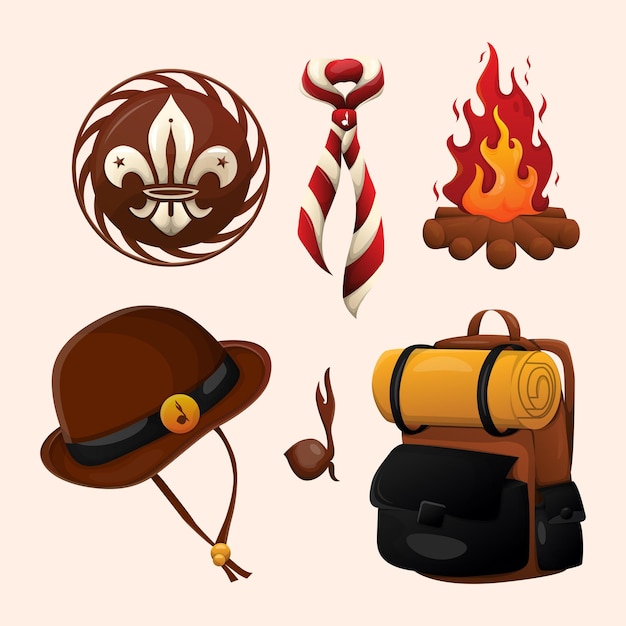 Set van scout day ontwerp iconen