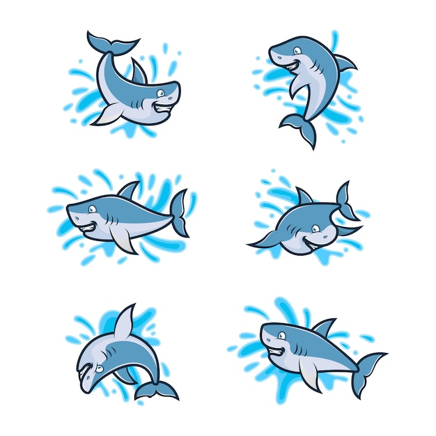 Set van shark logo ontwerpsjabloon