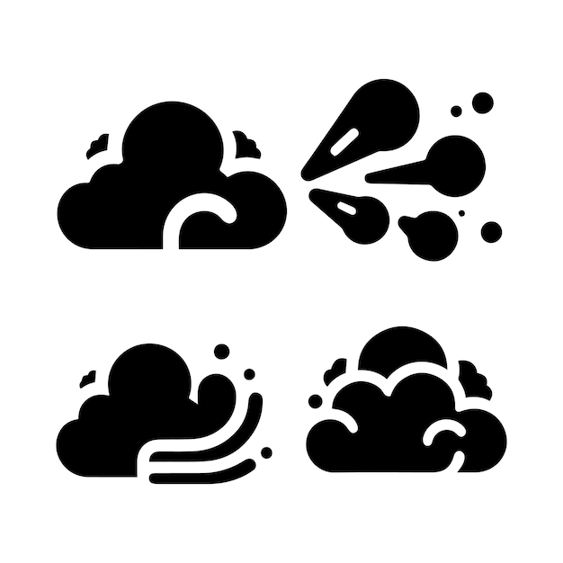 Set van silhouet platte stijl wolken hemel elementen vector illustratie