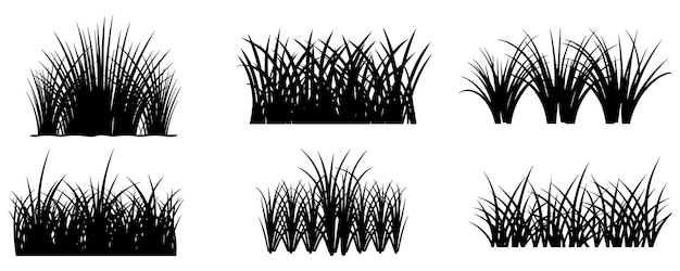 Set van silhouetten Grass Outline Vector illustratie op witte achtergrond