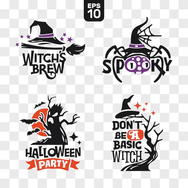 Vector set van silhouetten halloween pictogrammen met citaat voor feestdecoratie en snijden sticker