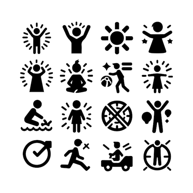 Vector set van silhouetten kinderen baby kinderen bewerkbare vector pictogram in verschillende poses