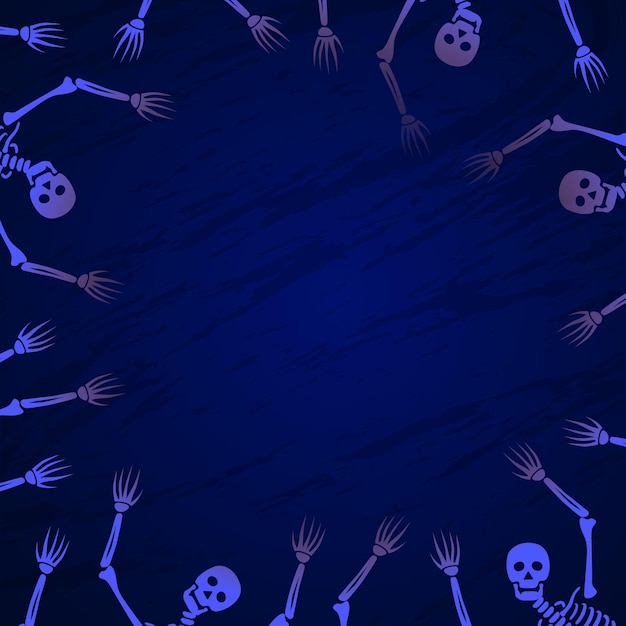 Set van skeletten tegen een donkere achtergrond halloween vector