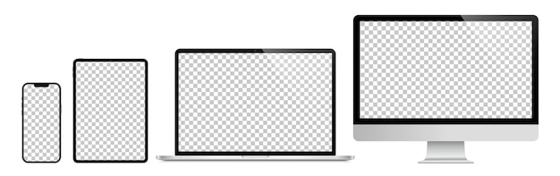 Set van smartphone laptop computermonitor en tablet apparaten mockup