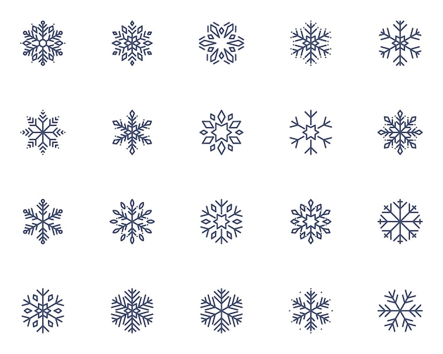 Set van sneeuwvlok lijn iconen, cool, winter, christmas