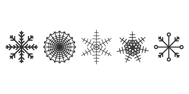 Set van sneeuwvlokken pictogram geïsoleerd op een witte achtergrond Vectorillustratie